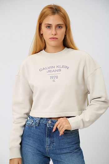Свитшот хлопковый бежевый Calvin Klein Jeans
