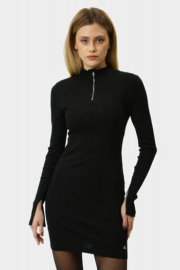 Платье с длиным рукавом хлопковое черное Calvin Klein Jeans