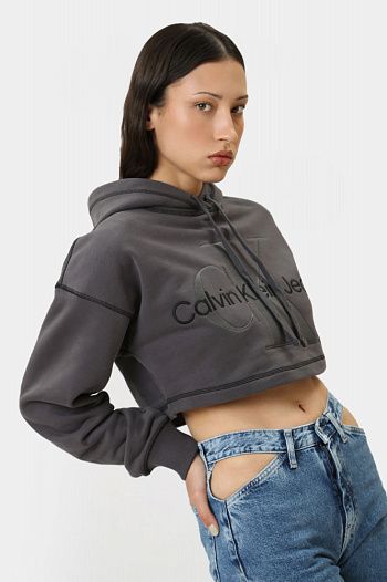 Худи хлопковое серое  Calvin Klein Jeans