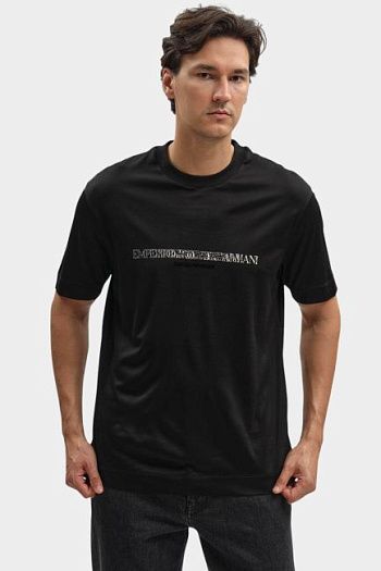 Футболка из лиоцелла черная Emporio Armani