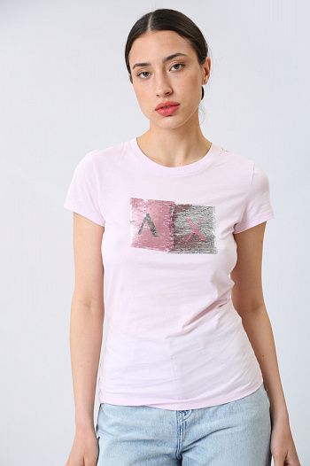 Футболка хлопковая розовая Armani Exchange