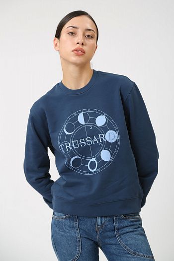 Свитшот хлопковый синий Trussardi