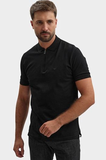 Поло хлопковое черное Emporio Armani