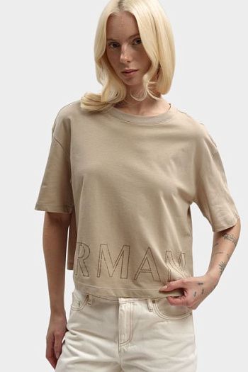 Футболка хлопковая бежевая Armani Exchange