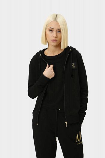 Толстовка с капюшоном хлопковая черная Armani Exchange