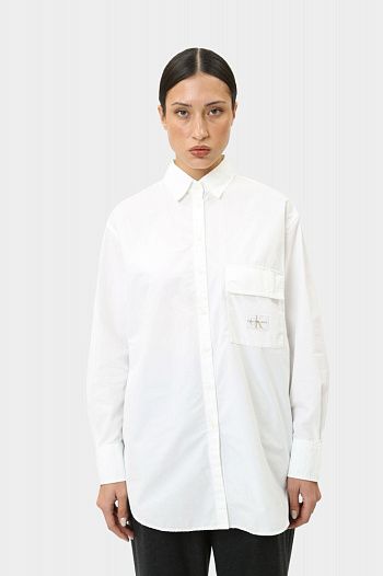 Рубашка с длинным рукавом хлопковая белая Calvin Klein Jeans