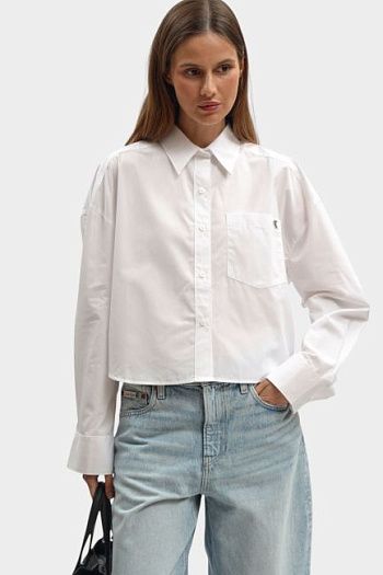 Рубашка с длинным рукавом хлопковая белая Calvin Klein Jeans