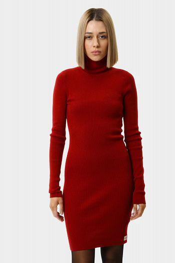 Платье с длиным рукавом хлопковое красное Calvin Klein Jeans