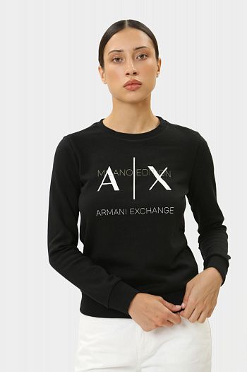 Свитшот хлопковый черный Armani Exchange