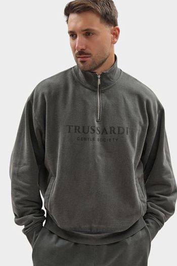 Свитшот хлопковый серый Trussardi
