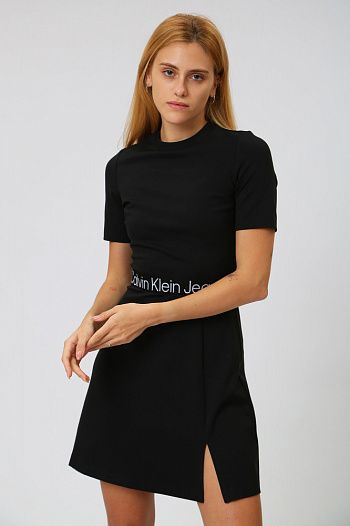 Платье из вискозы черное  Calvin Klein Jeans