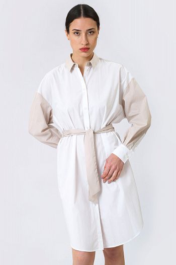 Платье с длиным рукавом хлопковое белое Armani Exchange