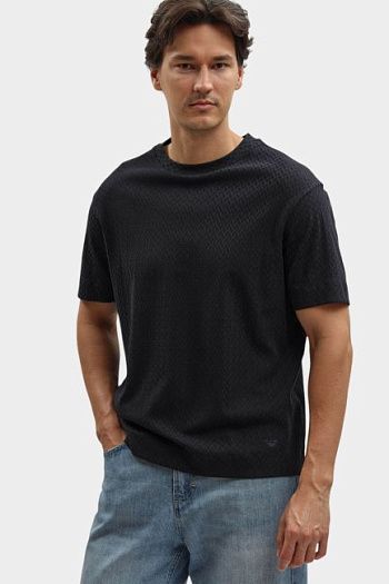 Футболка хлопковая черная Emporio Armani