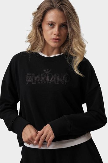 Лонгслив хлопковый черный Emporio Armani