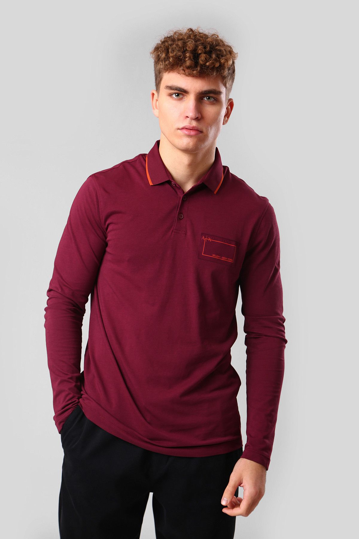 Поло с длинным рукавом Armani Exchange Красный