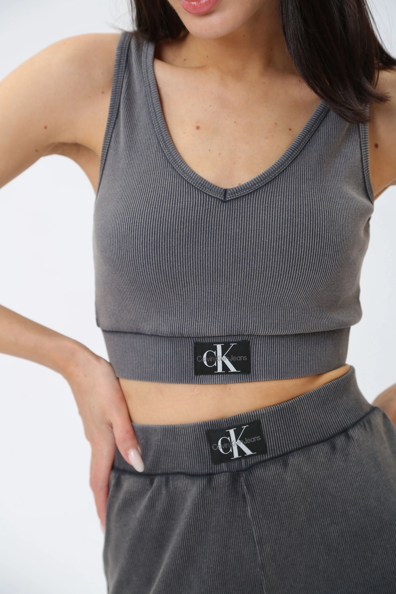 Calvin klein crop top grey cheap