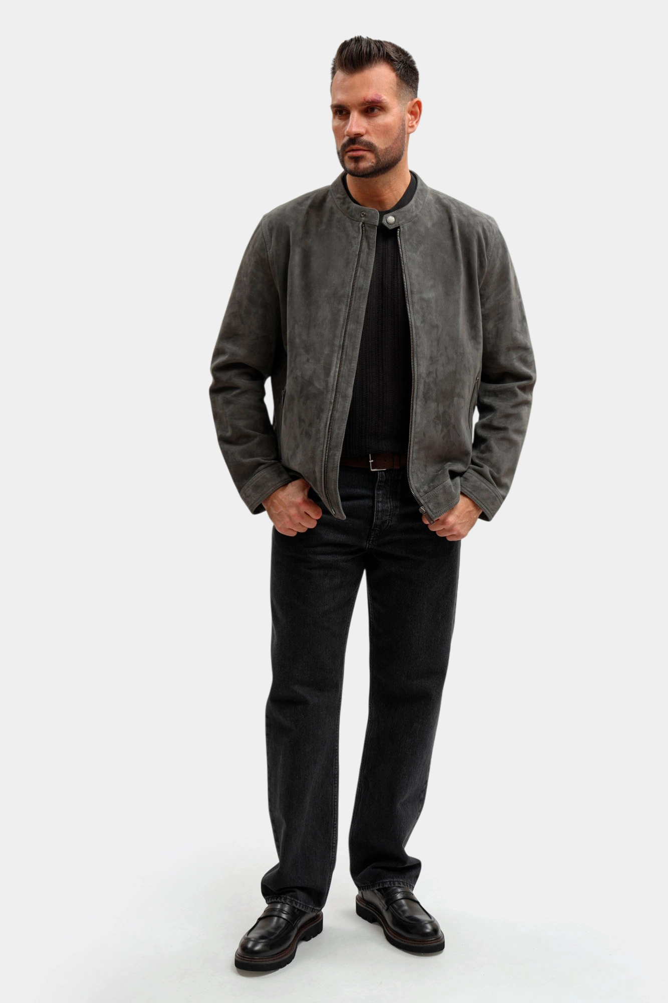 80000830_110165 Куртка кожаная Strellson Серый