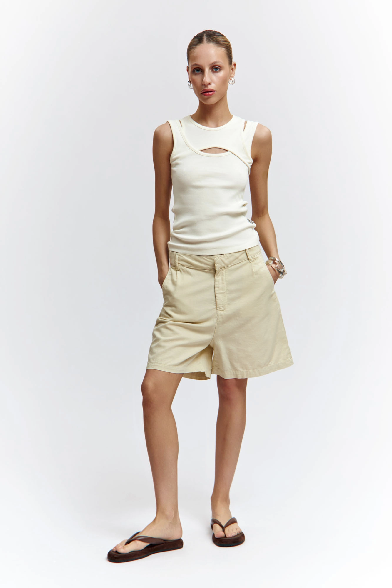 VW-OMA-55-444 шорты льняные van mich 