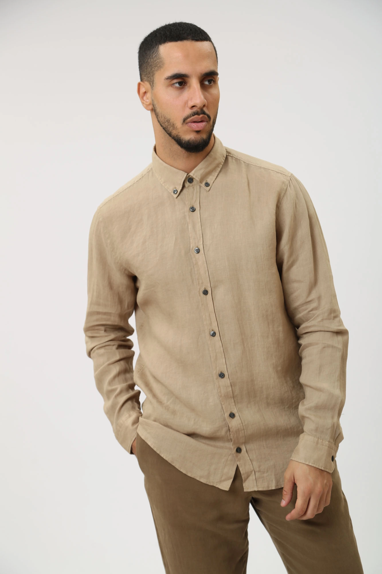 30041215_10017515 Сорочка д/р Strellson Бежевый