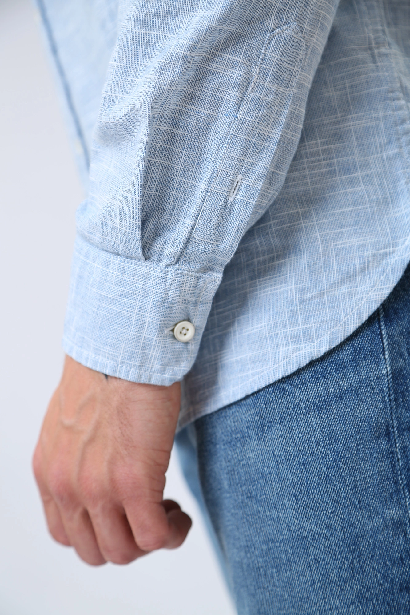 1013487 Рубашка с длинным рукавом Mustang Голубой