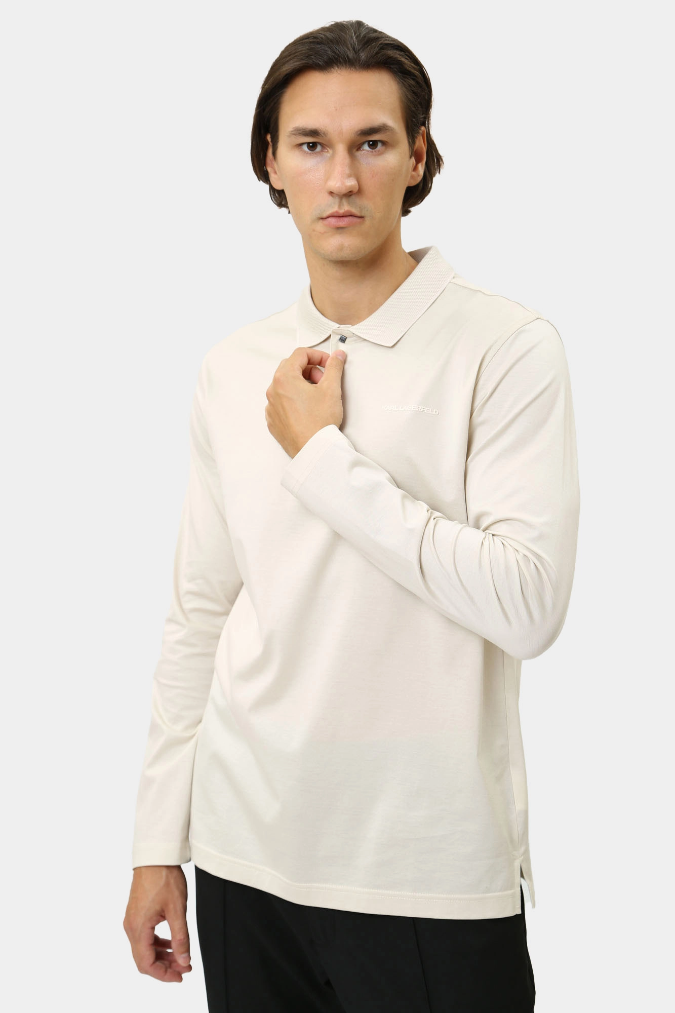 544200_745000 Поло с длинным рукавом Karl Lagerfeld Бежевый