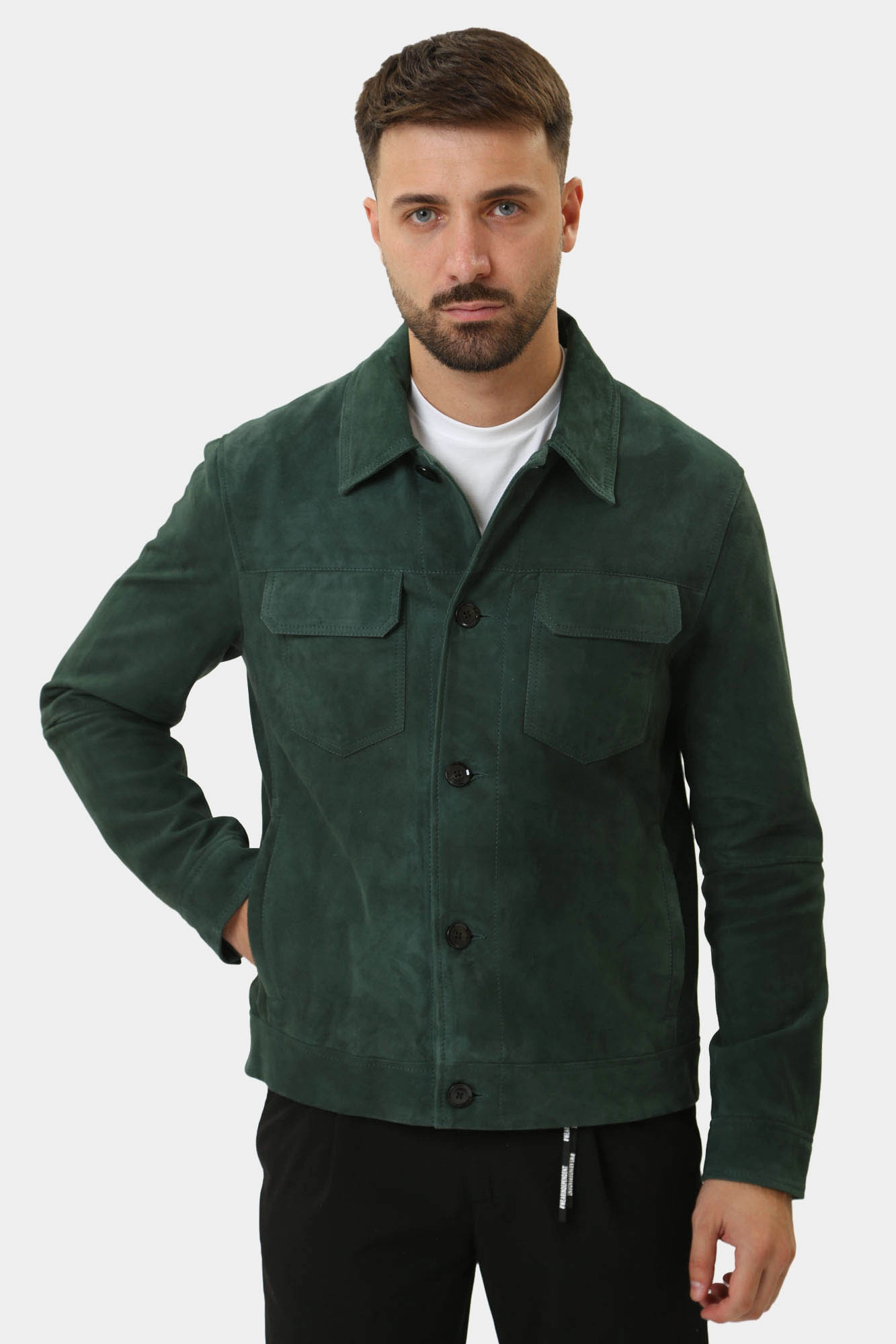 110139_800005 Куртка кожаная Strellson Зеленый