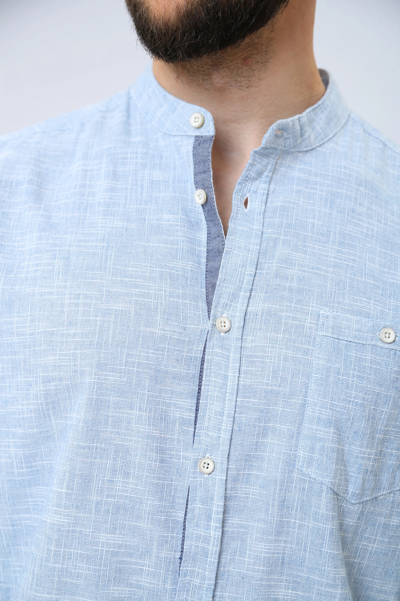 1013487 Рубашка с длинным рукавом Mustang Голубой