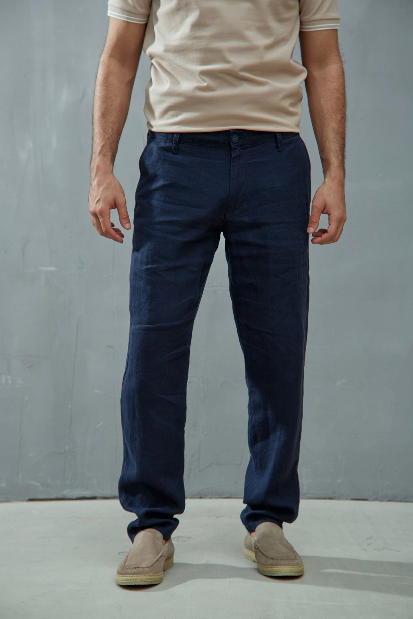 VM-OMA-55-009 Брюки льняные Van Mich Синий