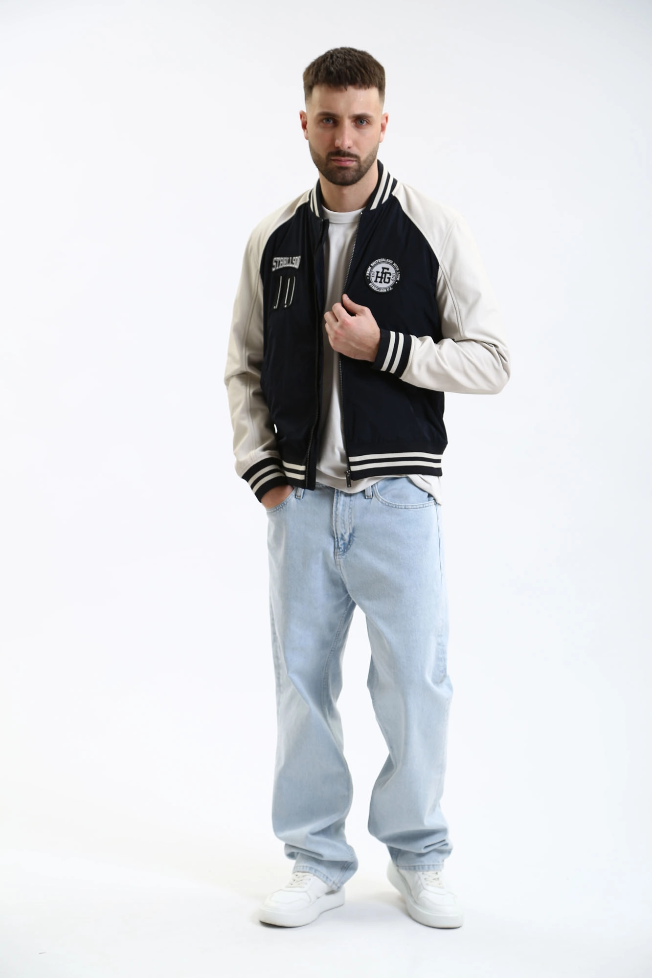 110138_80000523 Куртка кожаная Strellson Синий