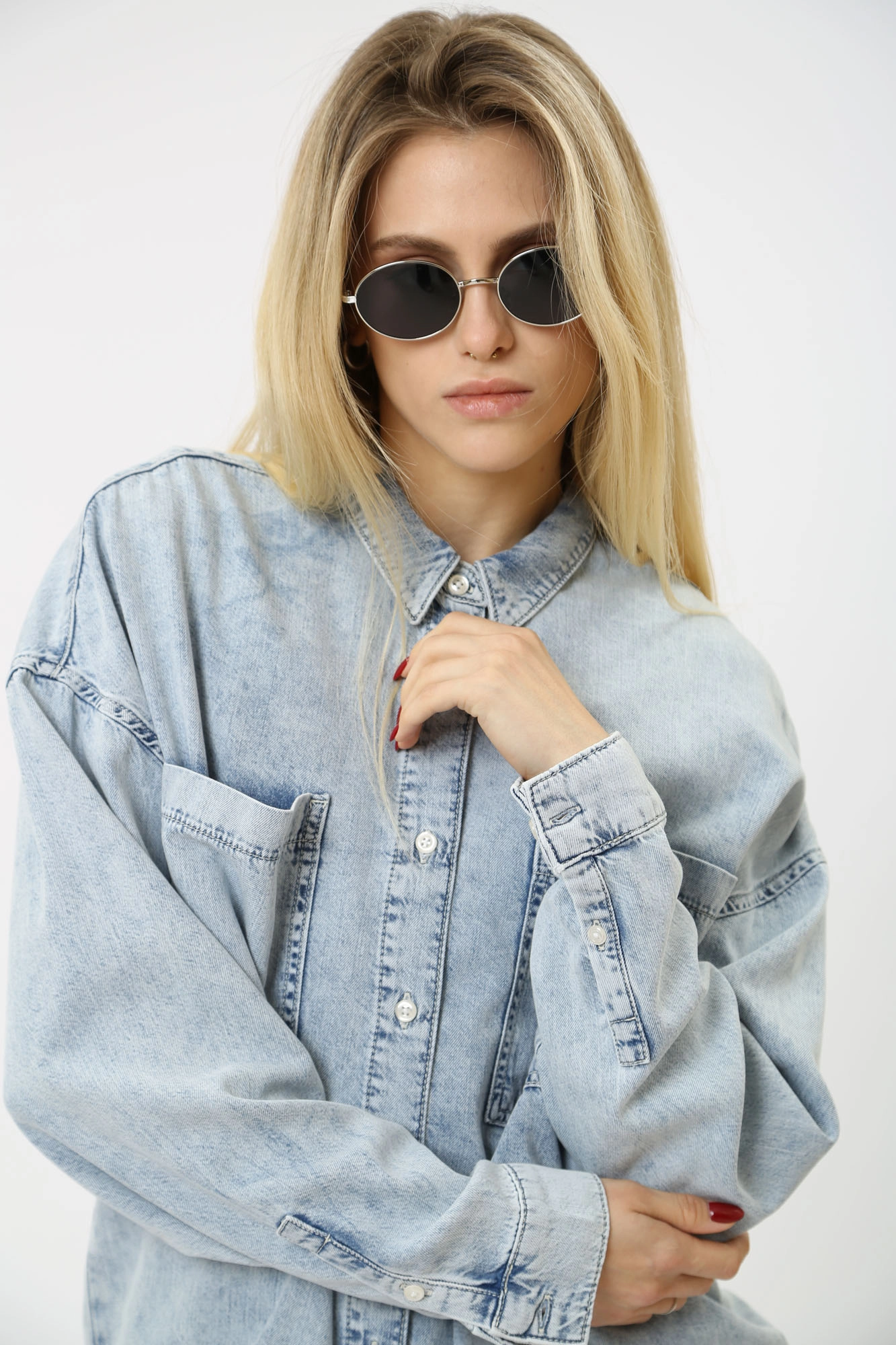 1015250-5000 блузка джинсовая д/р mustang 