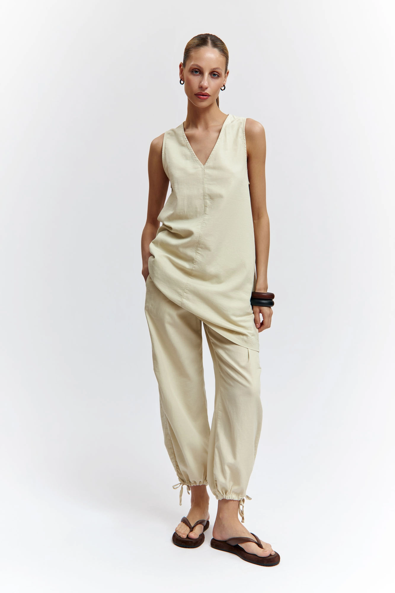 VW-OMA-55-446 брюки льняные van mich 