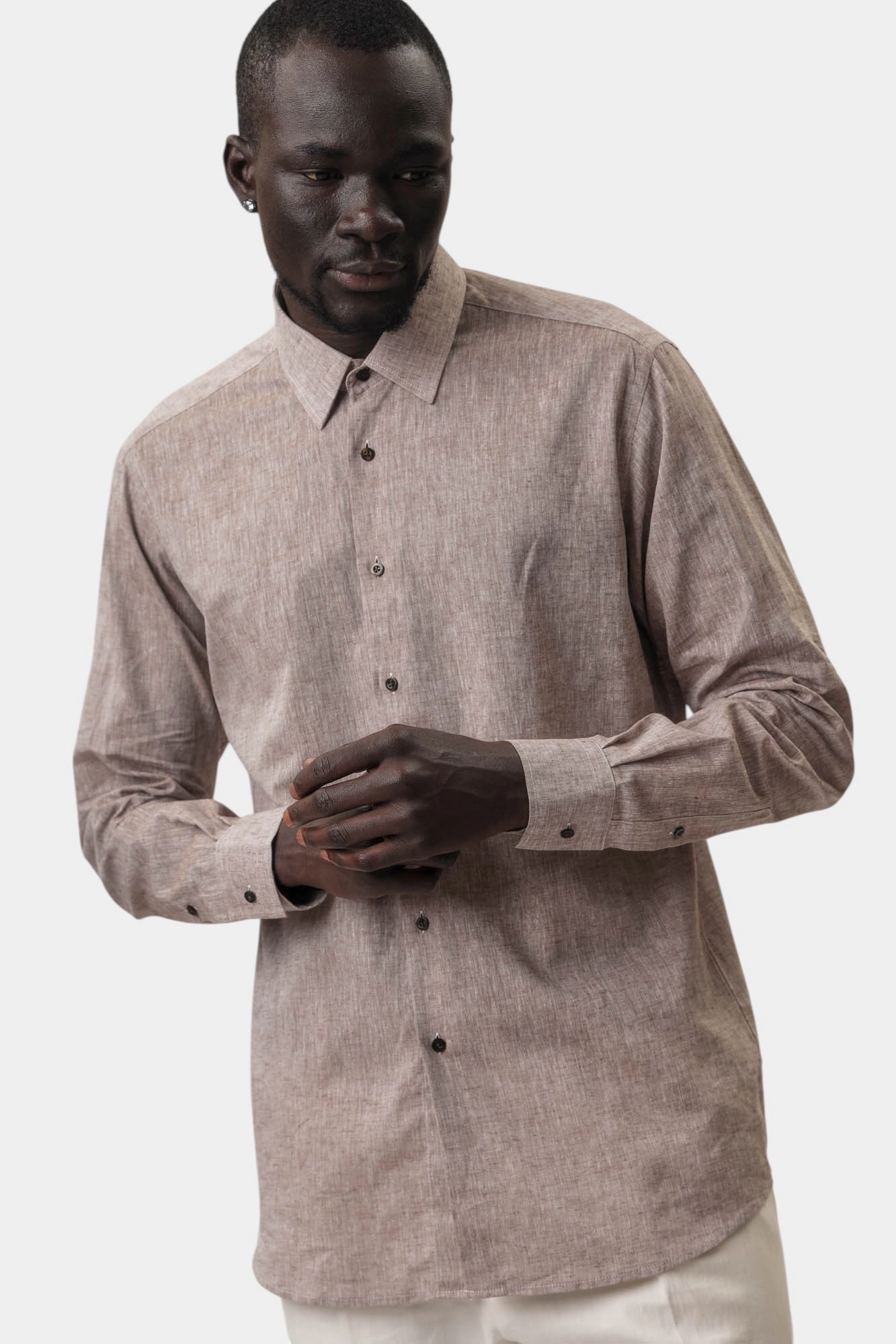 552627_605000 Сорочка льняная Karl Lagerfeld Коричневый