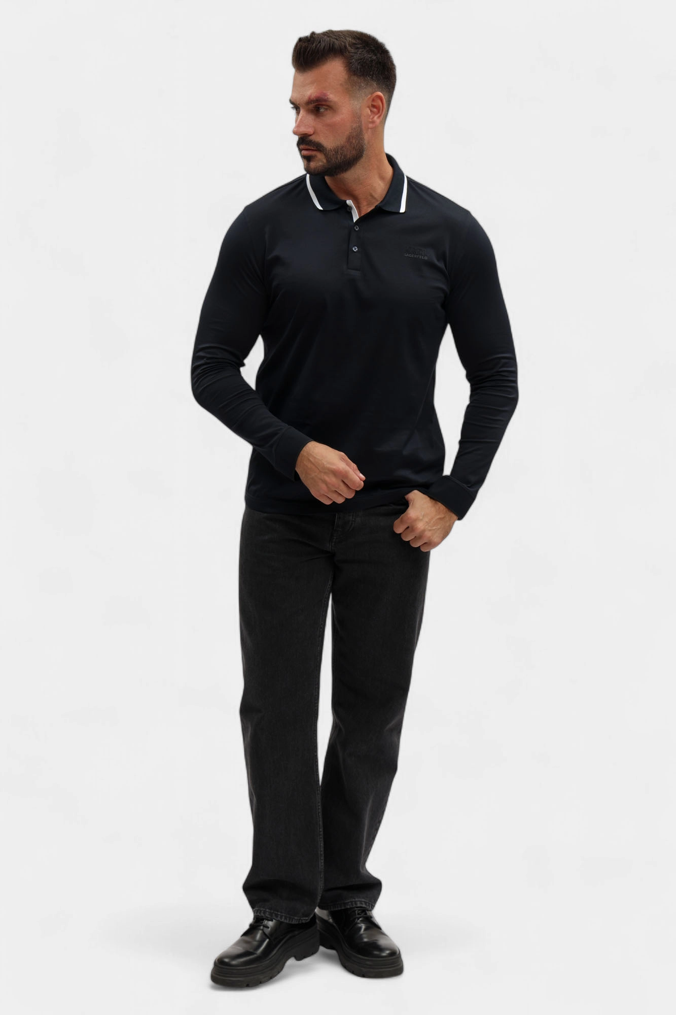 554200_745005 Поло с длинным рукавом Karl Lagerfeld Синий