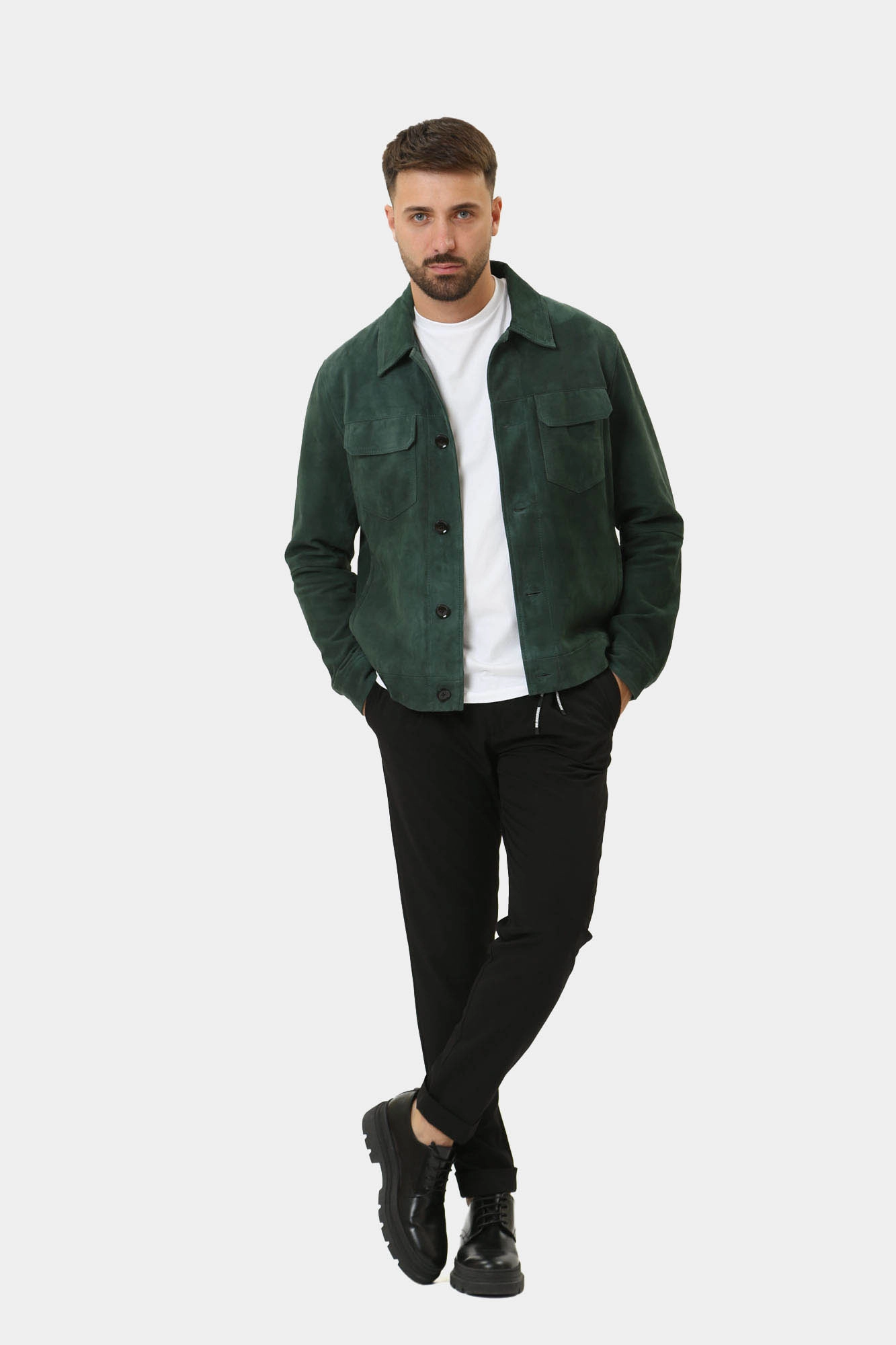 110139_800005 Куртка кожаная Strellson Зеленый