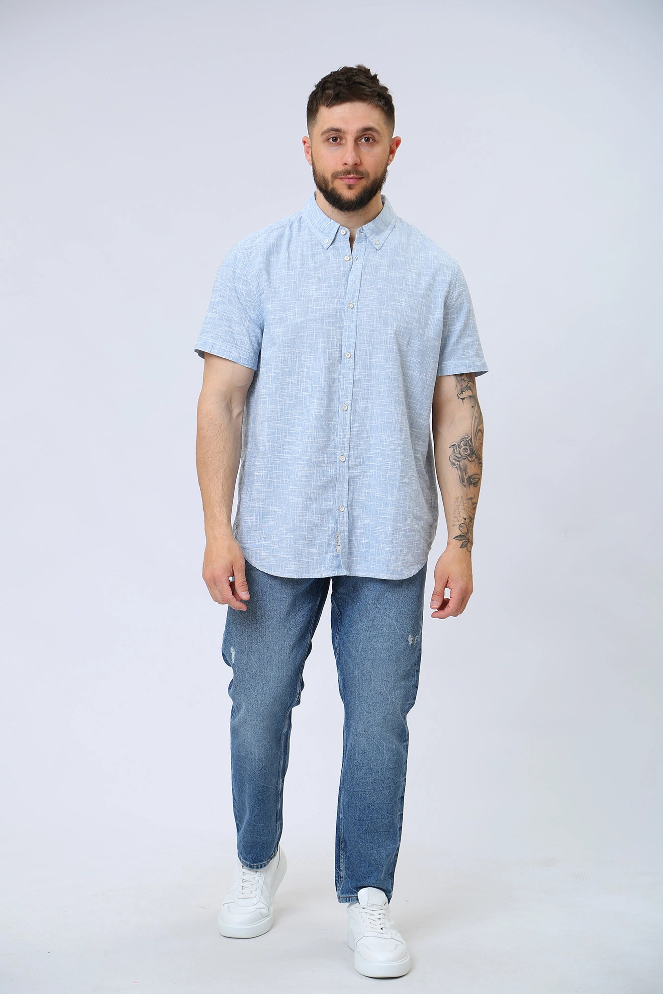 1013965 Рубашка Mustang Голубой