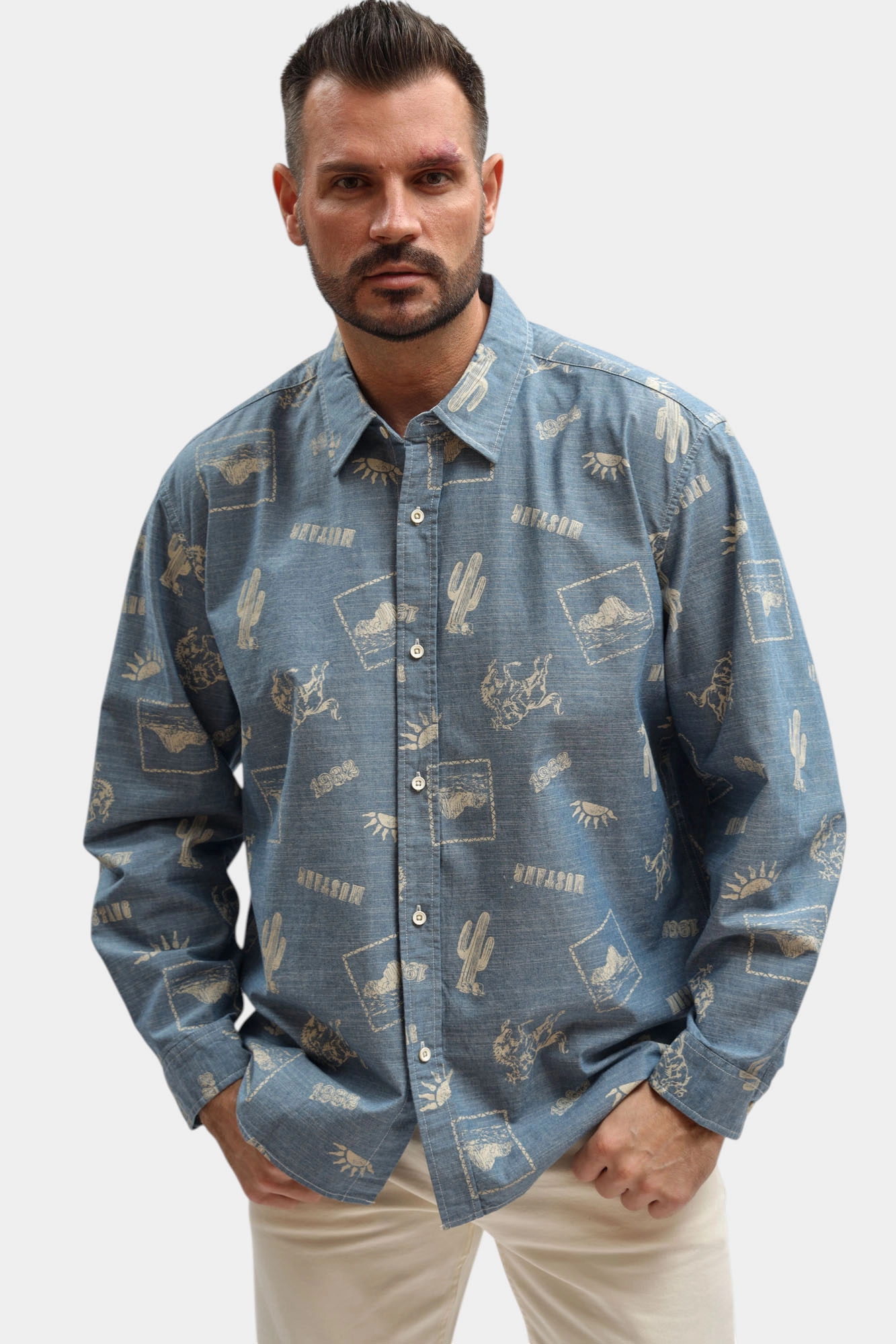 1017542 Рубашка Mustang Синий