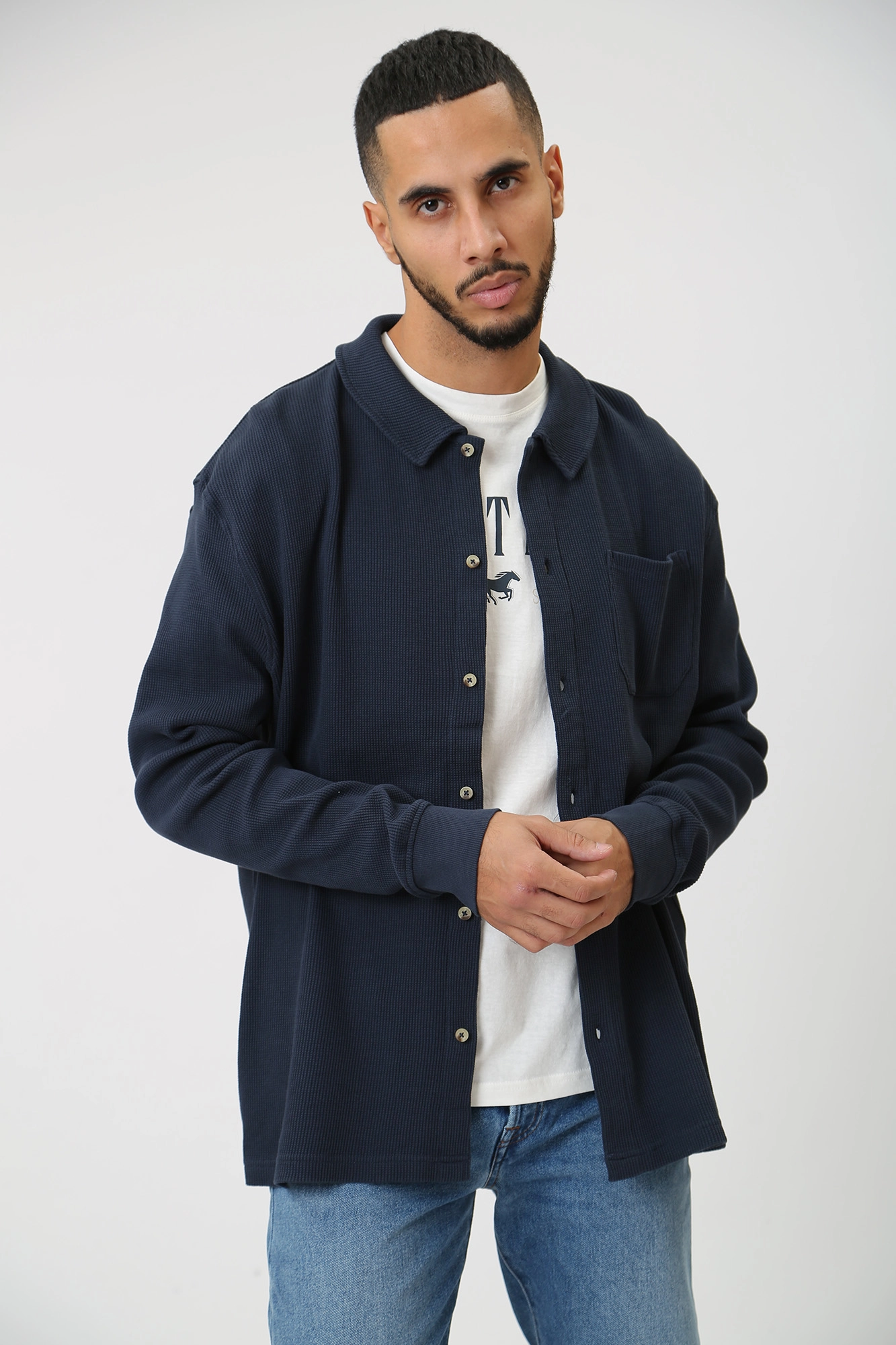 1014109 Рубашка с длинным рукавом Mustang Синий