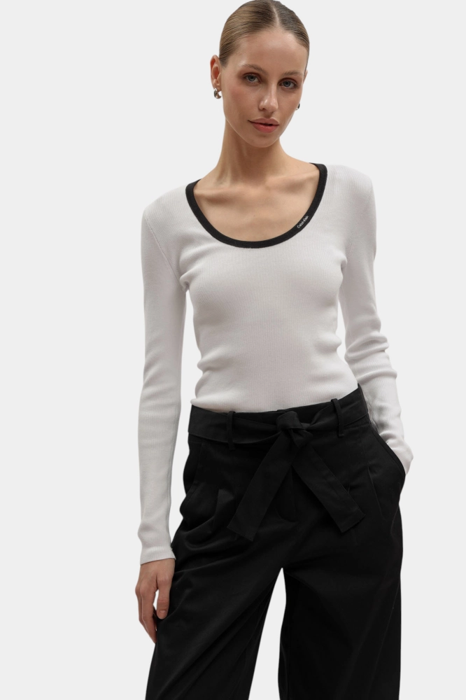 Джинсы широкие Karl Lagerfeld Хлопок Белый