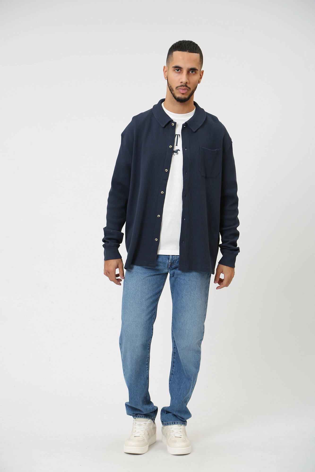 1014109 Рубашка с длинным рукавом Mustang Синий