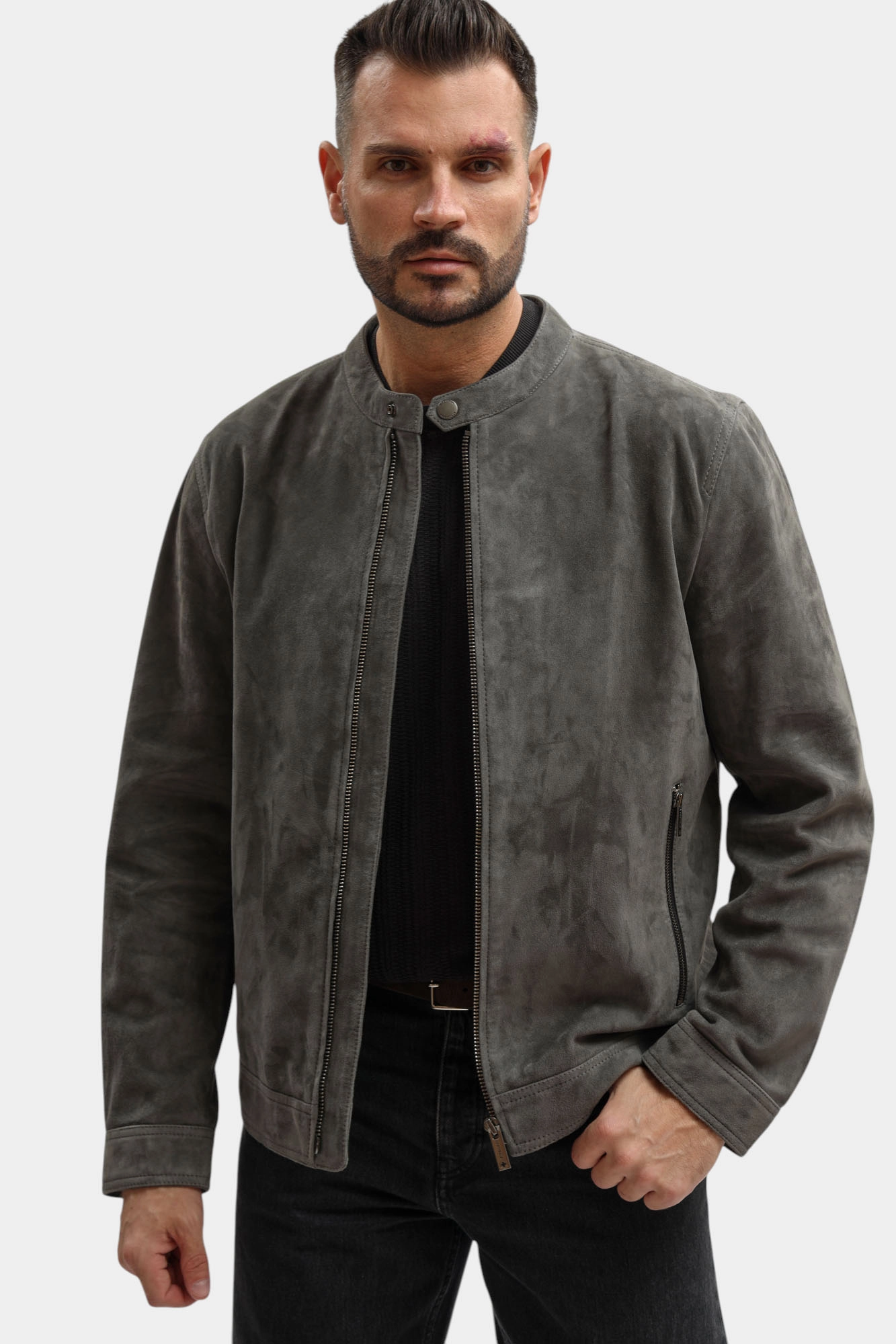 80000830_110165 Куртка кожаная Strellson Серый