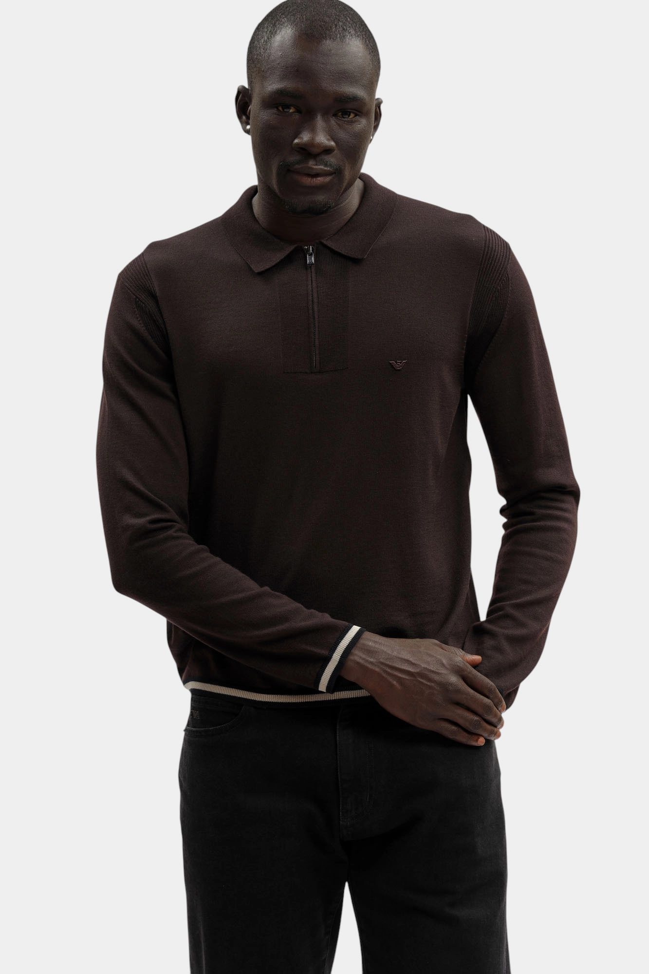 EM001512_ AF14158 Поло с длинным рукавом Emporio Armani Бордовый