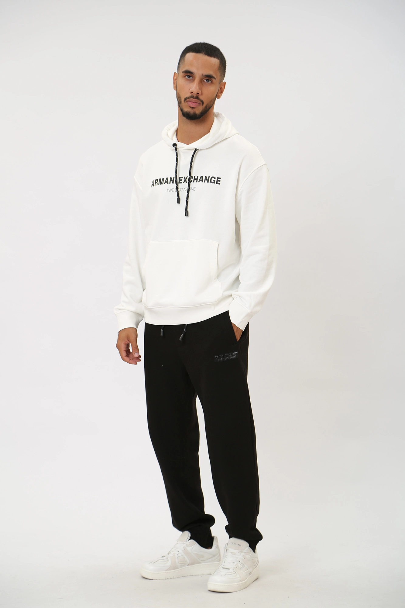 Armani exchange white hoodie outlet