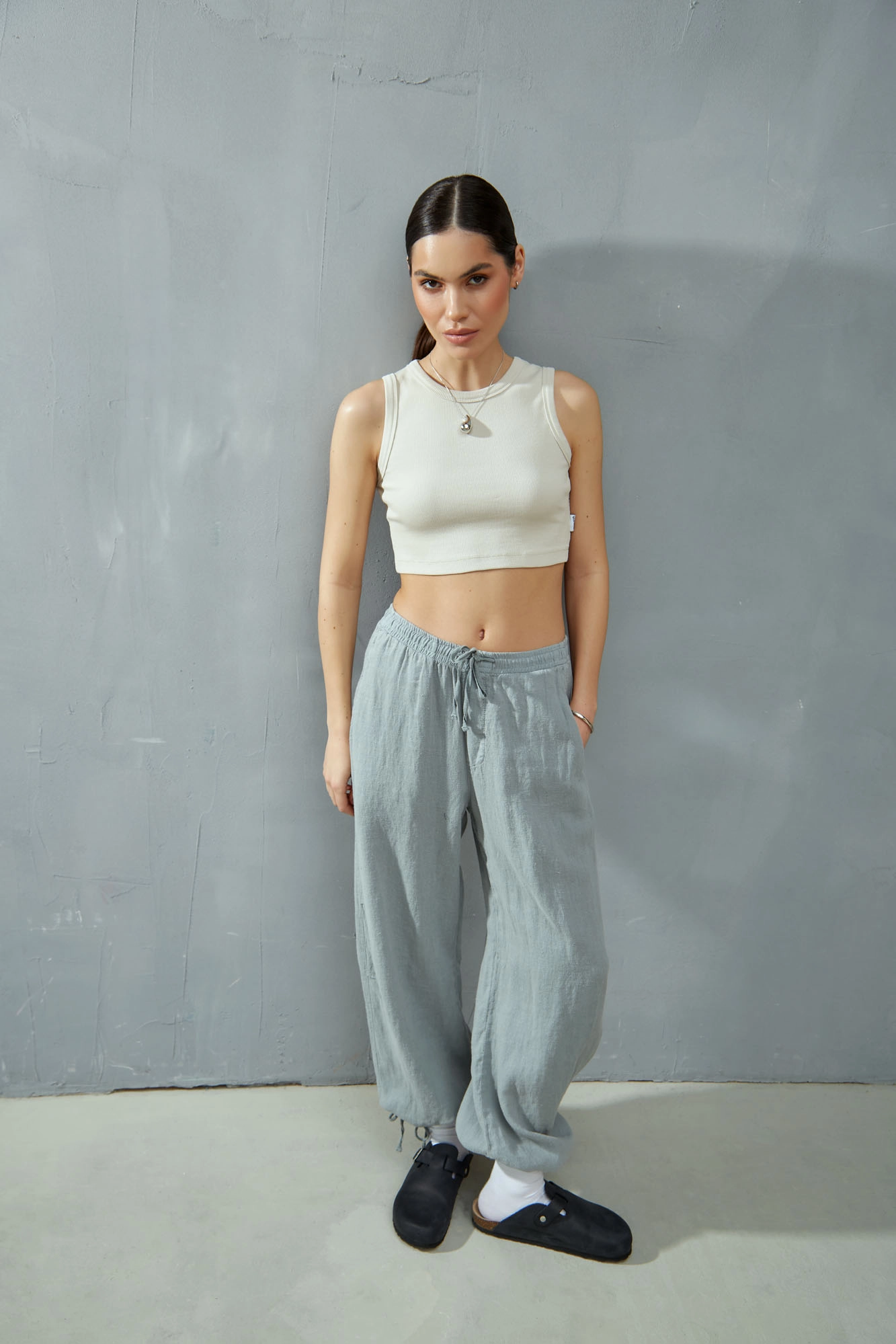 VW-OMA-55-017 брюки льняные van mich 