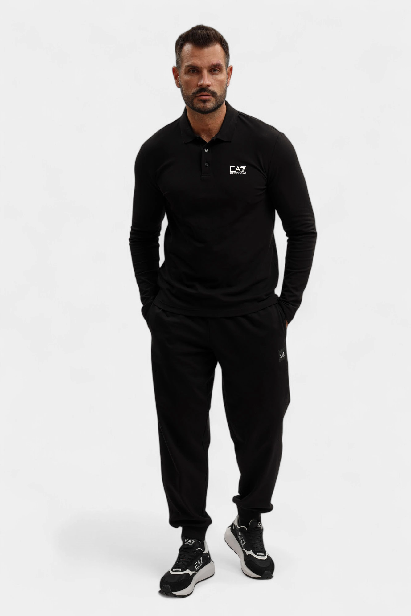 8NPF17_PJVUZ_1200 Поло с длинным рукавом EA7 Черный