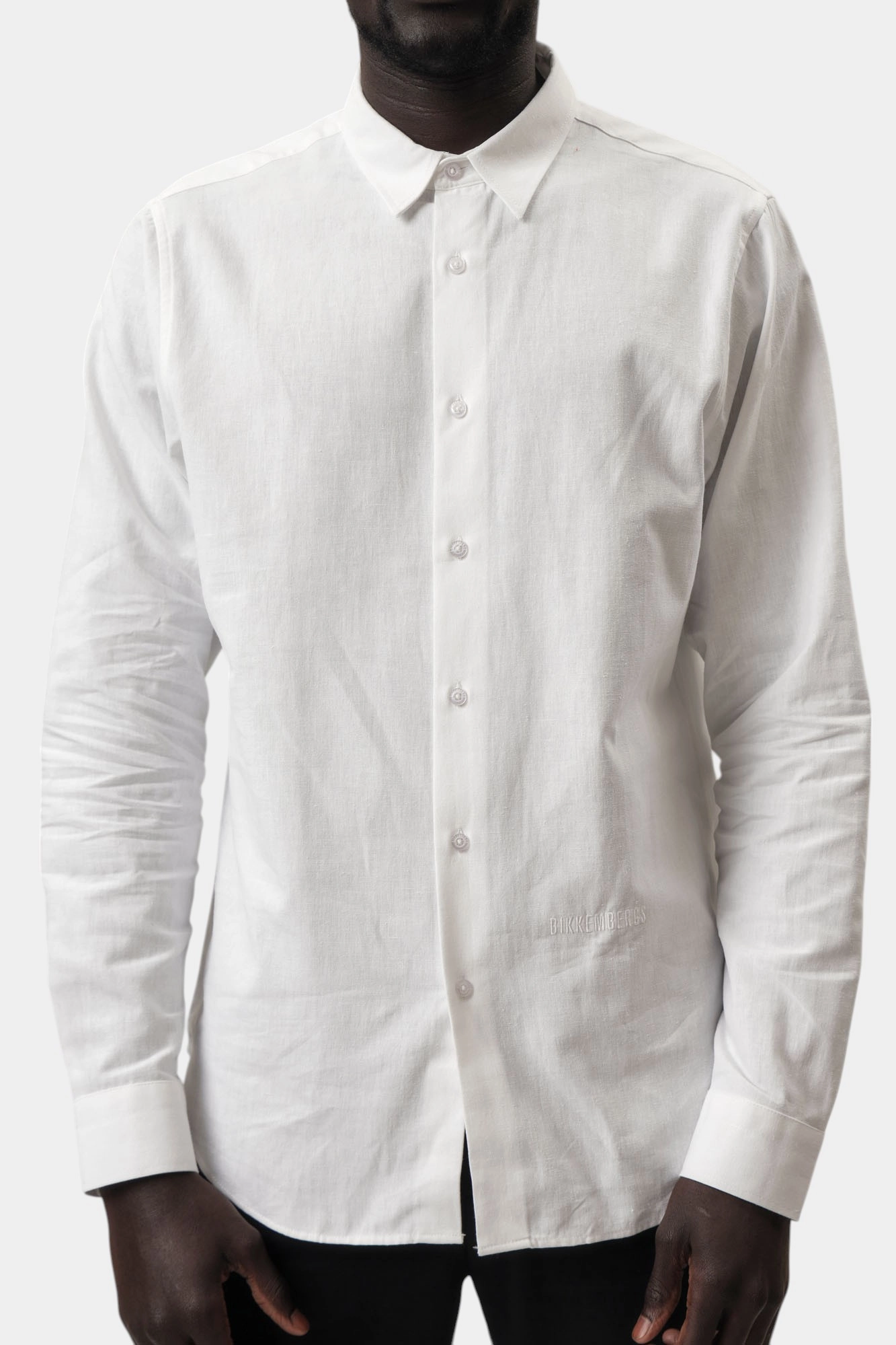 BMS0785L Сорочка льняная д/р Bikkembergs Белый
