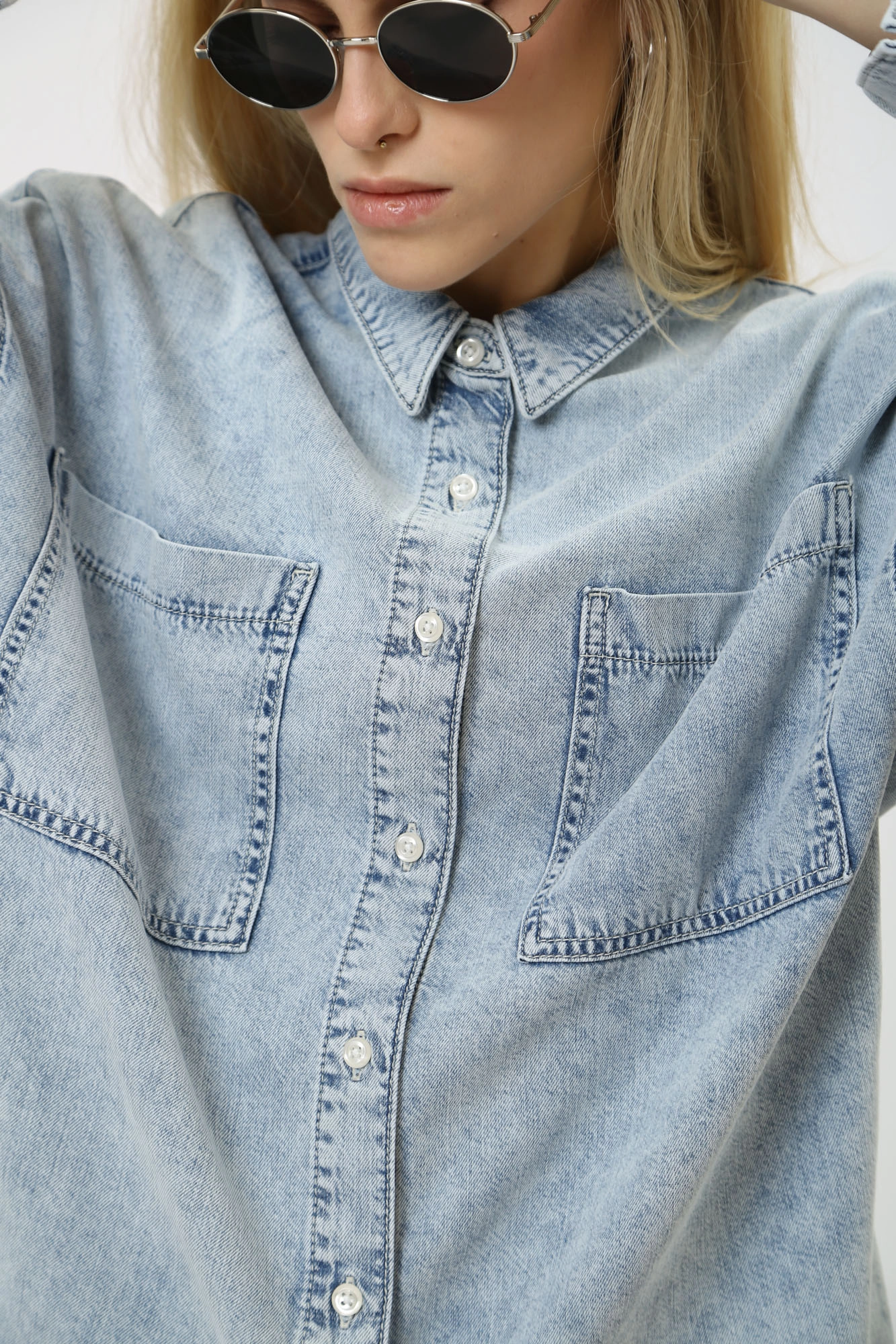 1015250-5000 блузка джинсовая д/р mustang 