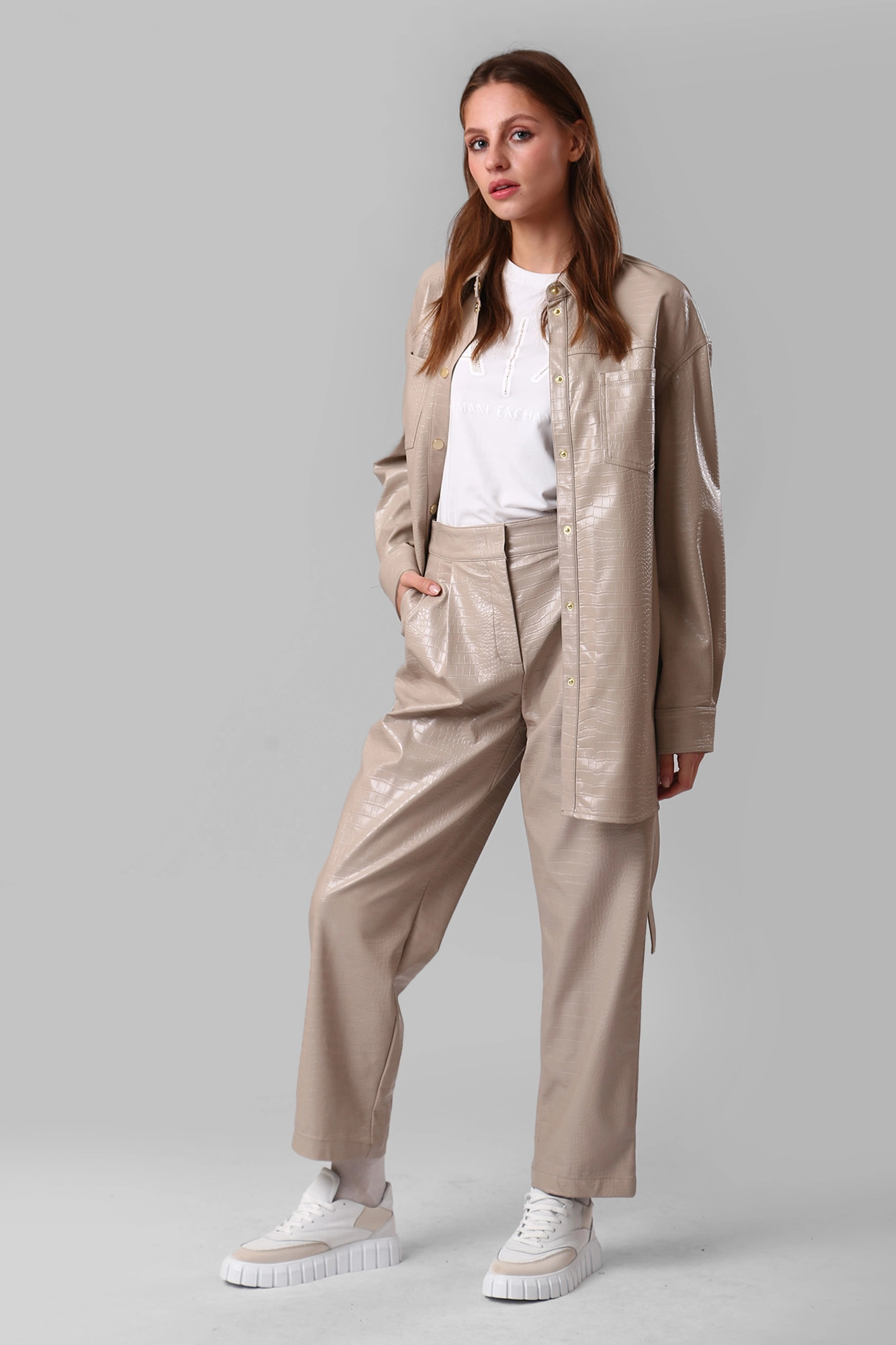 6LYP15_YN4HZ брюки кожаные armani exchange 