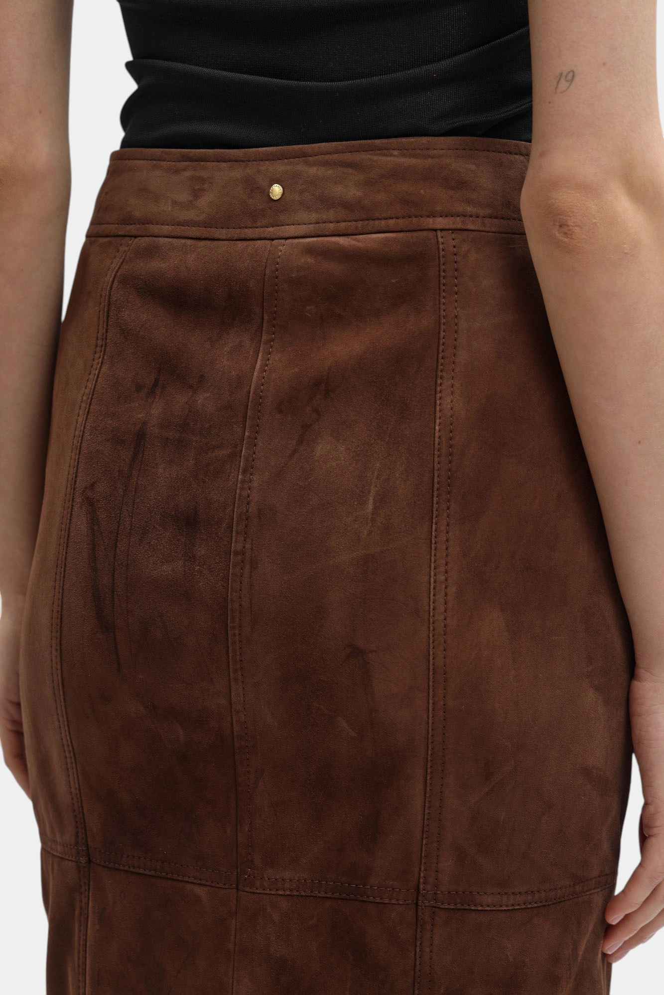 Юбка кожаная Armani Exchange Бежевый